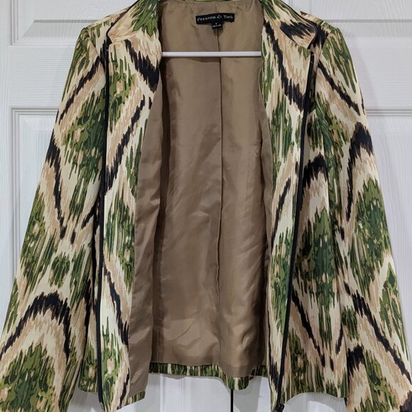 Preston & York Women's Elegant Full-Zip Jacket, Green/Brown, Size 8 - Picture 11 of 16